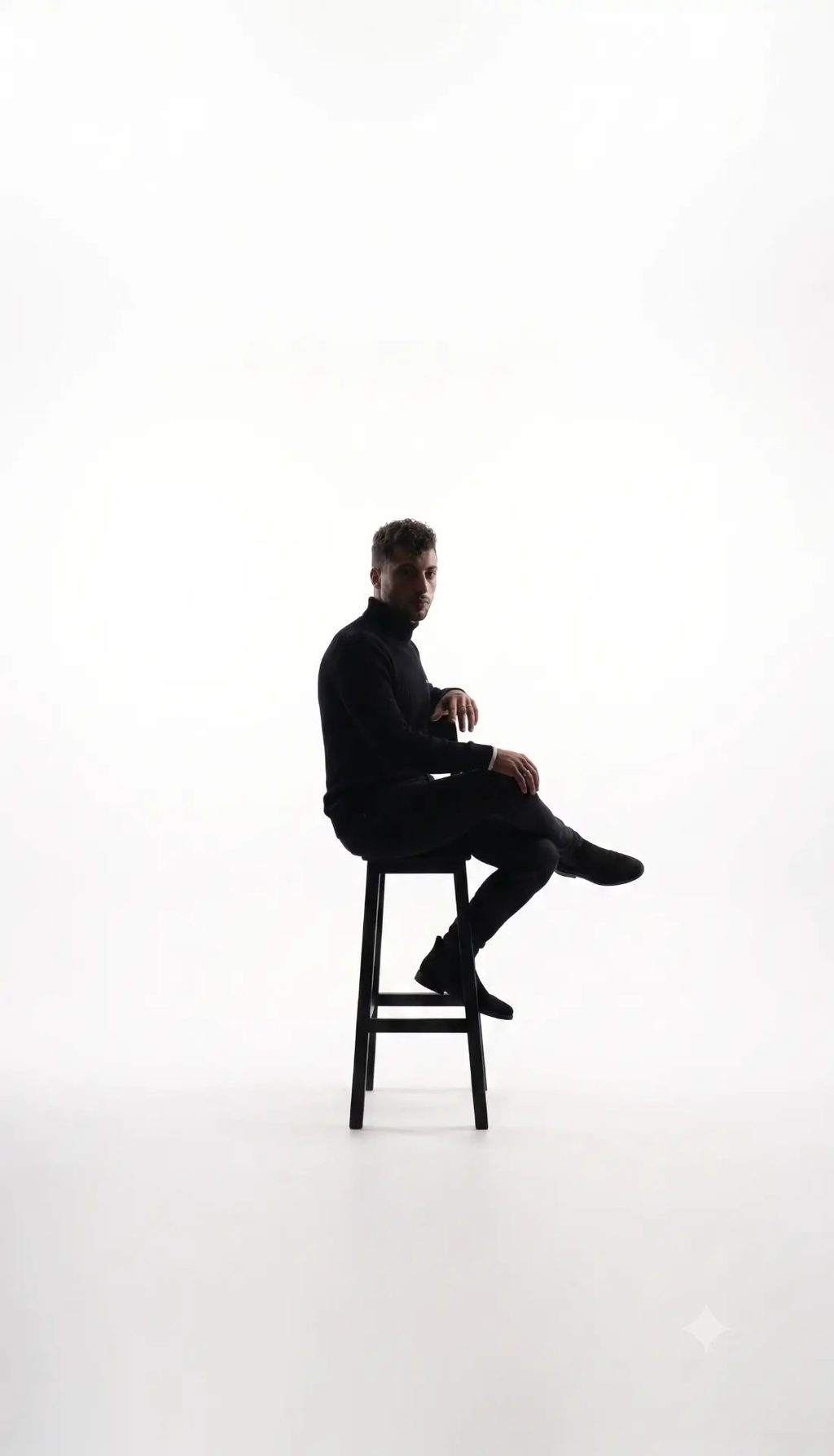 Hazem Nader aujourd'hui, assis sur un tabouret